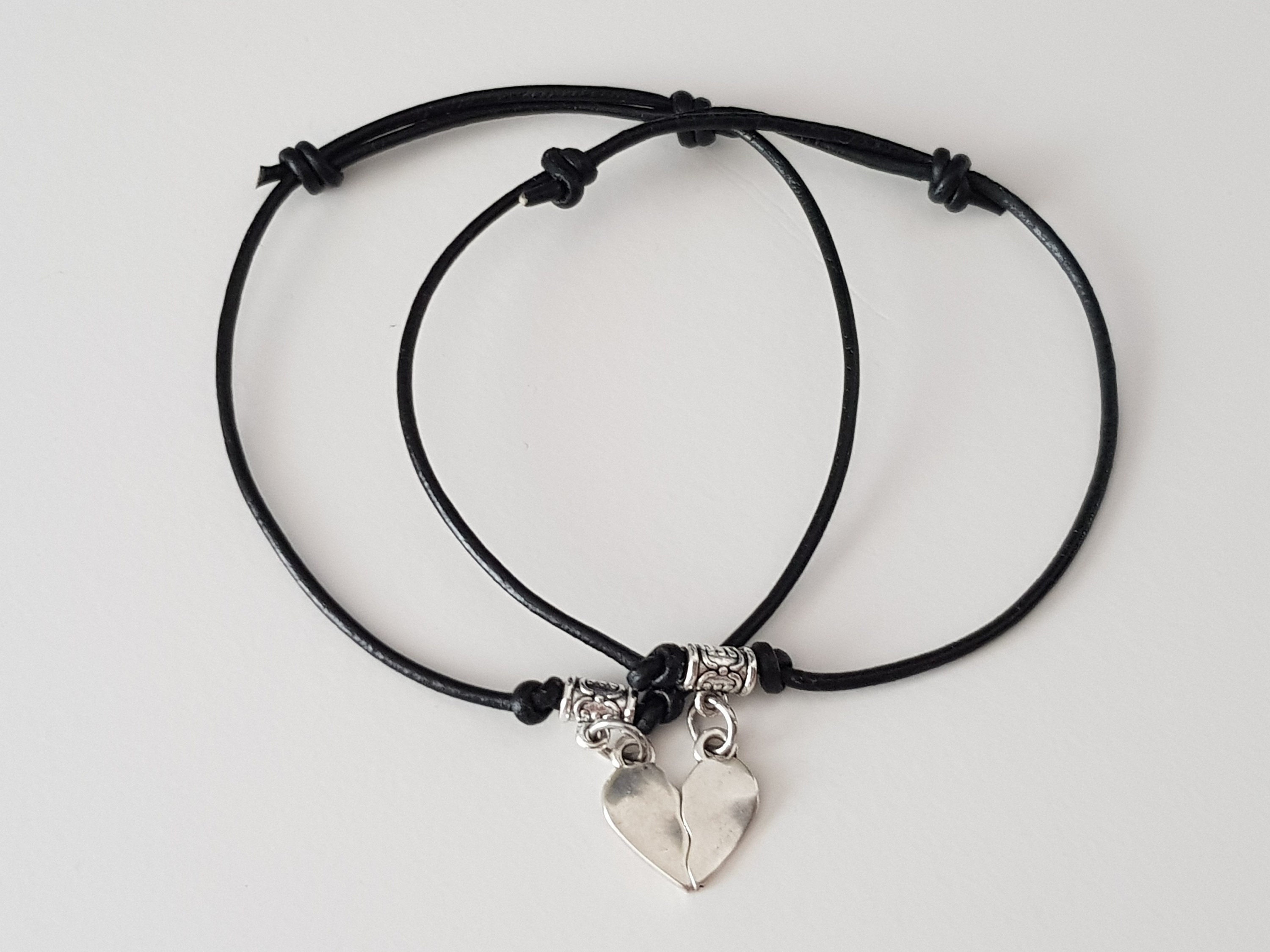Set of two half heart bracelets Broken heart bracelets | Etsy