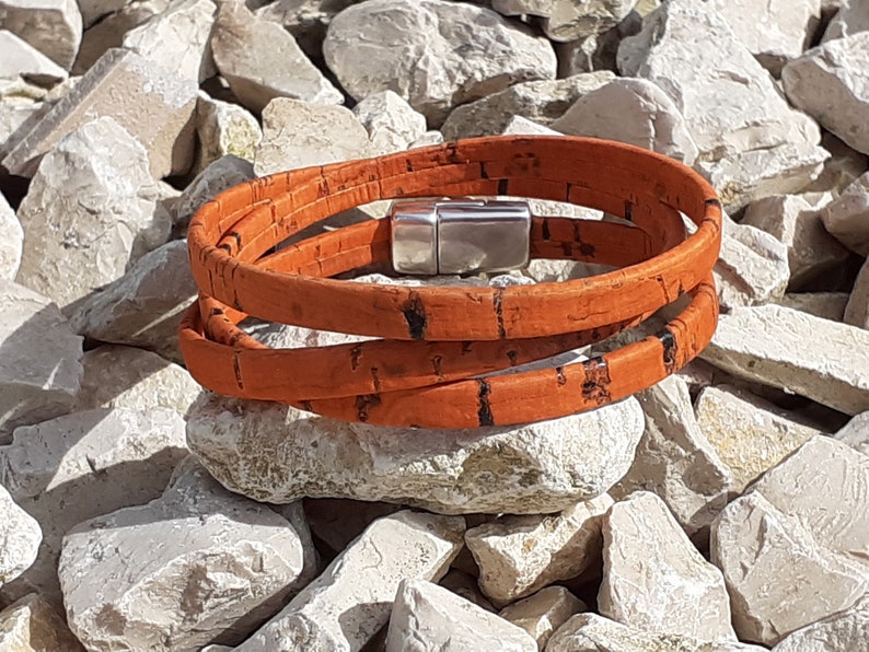 Vegan Wrap Bracelet Cork Bracelet Orange Wrap Bracelet Etsy
