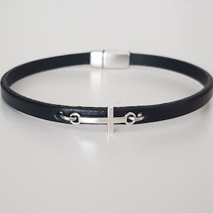 Leather Cross Bracelet Christian Bracelet for Men & Women Stainless Steel Religious Gift Baptism gift First communion bracelet