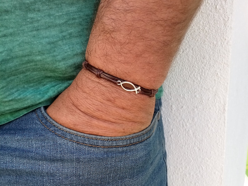 Personalized Jesus Fish Bracelet,braided Leather Bracelet, Christian ...