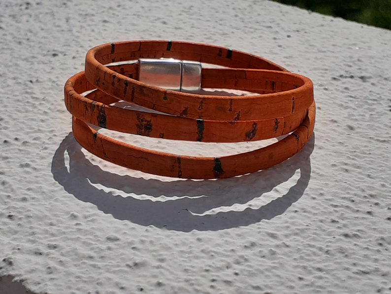 Vegan Wrap Bracelet Cork Bracelet Orange Wrap Bracelet Etsy