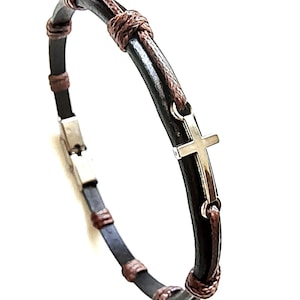 Leather cross bracelet for men and women, Cross charm bracelet, Cross bracelet for boy, Cross bracelet for girl, Tiny cross bracelet