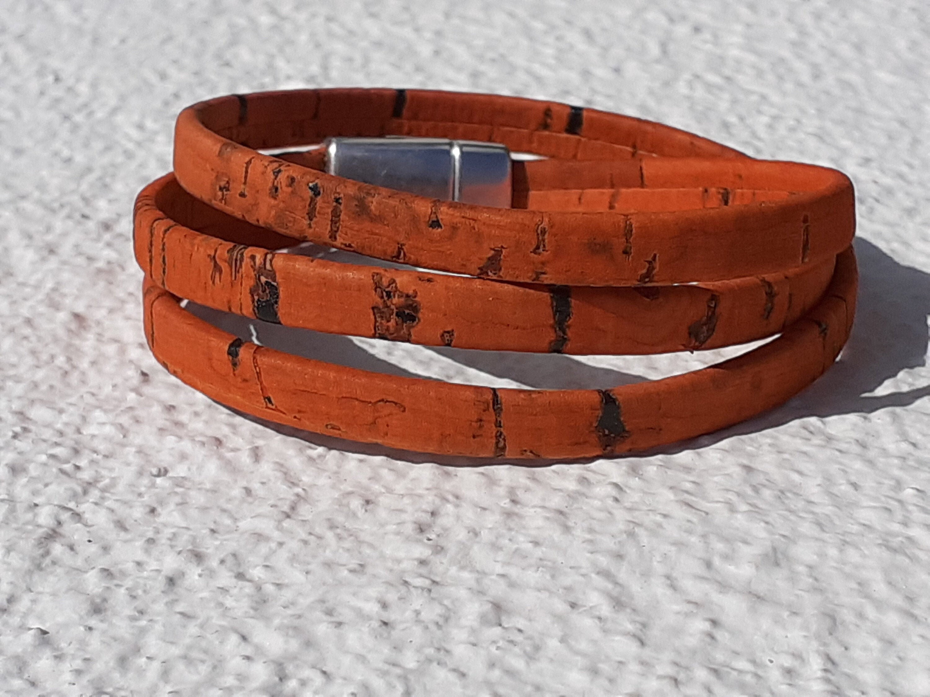 Vegan Wrap Bracelet Cork Bracelet Orange Wrap Bracelet Etsy