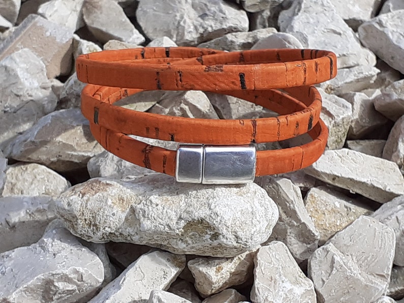 Vegan Wrap Bracelet Cork Bracelet Orange Wrap Bracelet Etsy