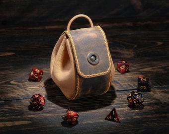 Bolsa de dados artesanal em couro, estojo para jogos de RPG, acessório para Dungeons and Dragons.