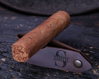 Unique Leather Cigar Rest with Monogram, Fits with Pipe or cigars, Cigar Holder, Leather Cigar Stand, Leather Cigar Prop, Christmas gift