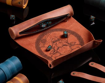 Customizable Leather Dice Tray: Portable RPG Rolling Mat with Storage