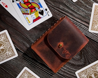 Personalized Leather Playing Card Holder, Playing Card Box, Leather Custom Playing Card Case,Leather Deck Box, fathers day gifts from wife