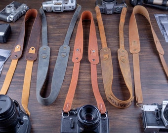 Personalized Leather Camera Strap: Handmade DSLR Strap, Gift for Photographer