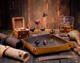Personalized Leather Dice Tray, Collapsible RPG Tray, Gift for Gamers