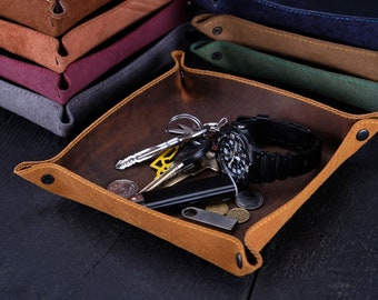 Personalized Leather Valet Tray: Full-Grain Home Gifts