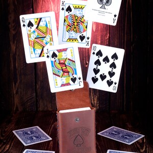 Custom Playing Cards case, Poker Cards Holder, Father's Day Gifts, Gift For Him, Poker Player Gifts, Playing Card Travel Case Leather image 7