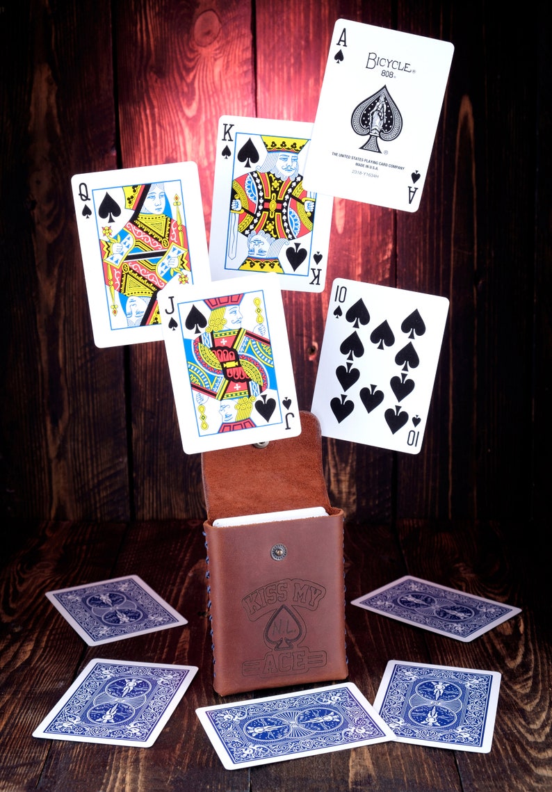 Custom Playing Cards case, Poker Cards Holder, Father's Day Gifts, Gift For Him, Poker Player Gifts, Playing Card Travel Case Leather image 7