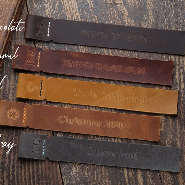 Personalized Leather Bookmark, Embossed Bookworm Gift