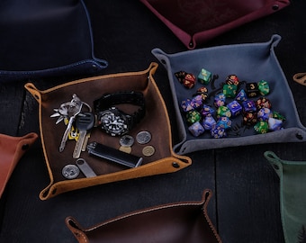Full Grain Leather Valet Tray, EDC, Personalized Catchall