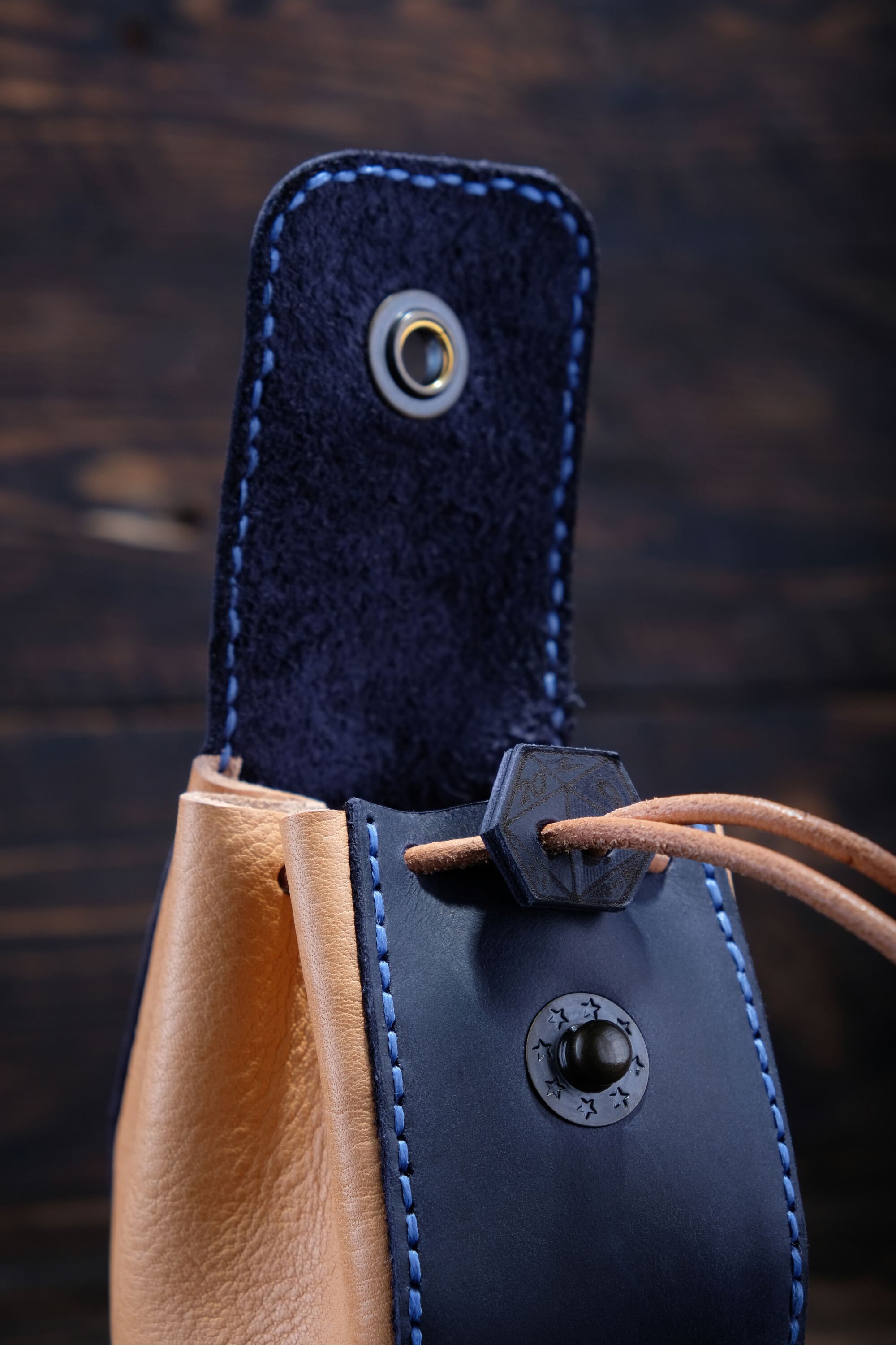 Navy Blue Leather Dice Bag Coin bag DnD Dice Bag Custom Etsy