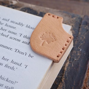 Corner Leather Bookmark, Bookworm gift, Christmas Gift, Personalized bookmark,  Dandelion
