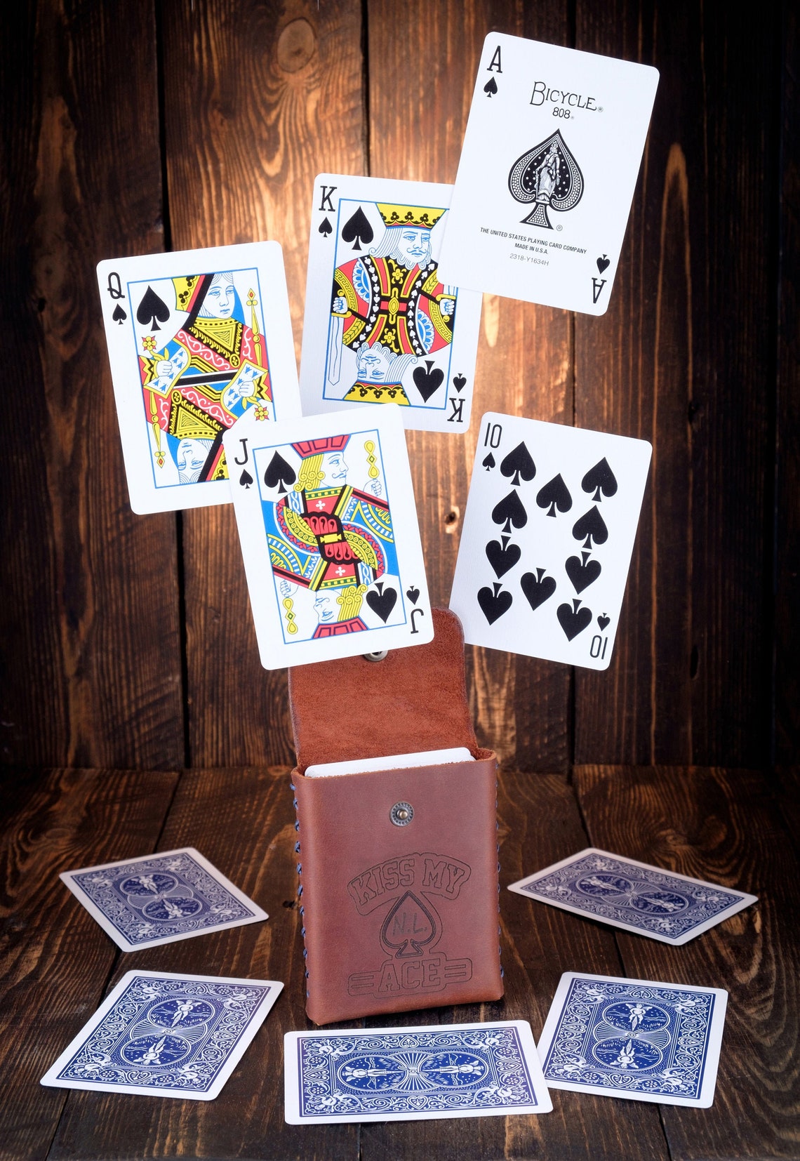 Leather Cards Holder Playing Card Holder Poker Cards Holder Etsy