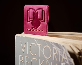 Embossed Leather Cat Bookmark, Personalized Gift
