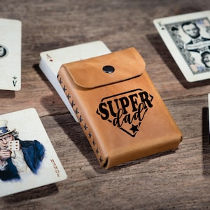 Custom Playing Cards case, Poker Cards Holder, Father's Day Gifts, Gift For Him, Poker Player Gifts, Playing Card Travel Case Leather image 1