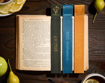 Personalized Leather Bookmark, Embossed Name, Anniversary Gift
