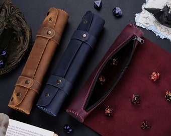 Customizable Leather Dice Tray: Portable RPG Rolling Mat with Storage