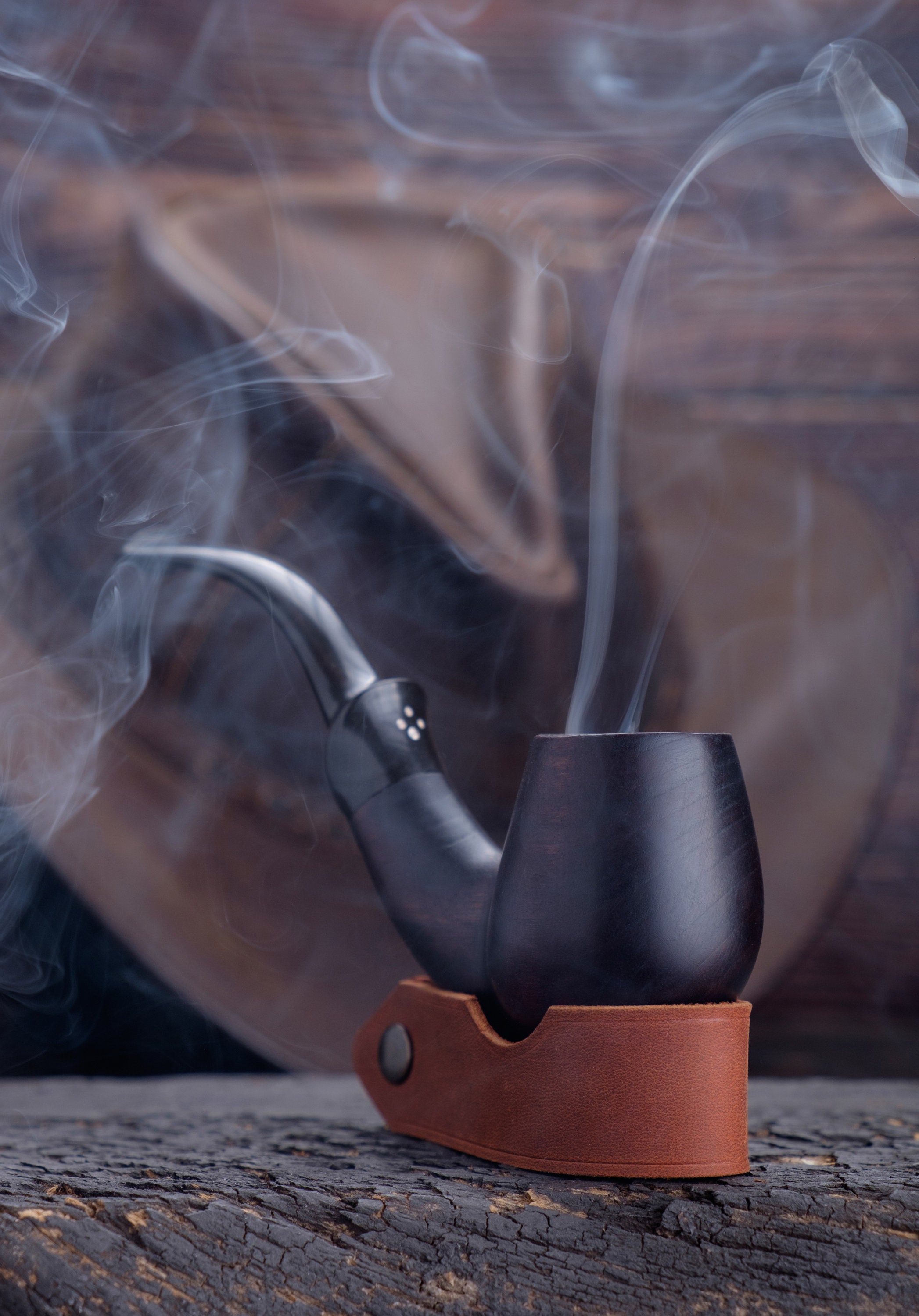 Personalized Leather Pipe Stand Tobacco Pipe Rest Brown Etsy