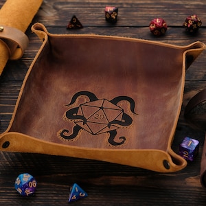 Personalized Leather Dice Tray: Collapsible D&D Gaming Gift