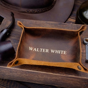 Leather Travel Style Foldable / Rollable Tobacco Tray / Valet Tray
