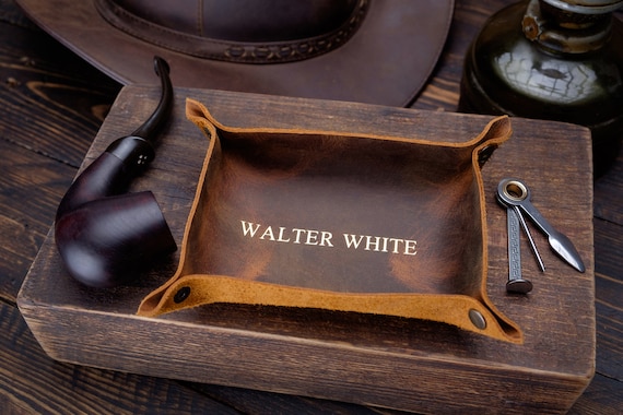 leather tobacco tray Leather Tobacco Tray, Rollable Valet Tray, Anniversary Gift