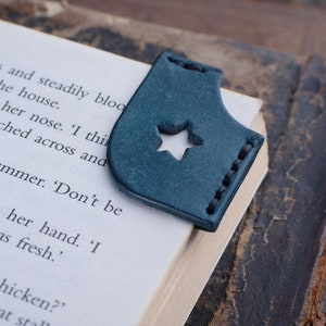 Corner Leather Bookmark with a star, Christmas Gift, Custom Bookmark