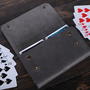 Kaartdoosje, kaarthouder, reisetui speelkaarten, opbergkoffer pokerkaart, leren speelkaartetui