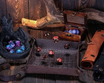 Leather Dice Rolling Tray: Dragon Skin DND Accessories