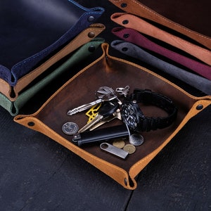 Personalized Catch All Tray, Leather Valet Tray, Custom Leather Organizer, Personalized Valet Tray, Gift for Him