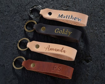 Custom keychain, Personalized Leather Keyfob, Handmade in UA, Gift for Him, Christmas Gift