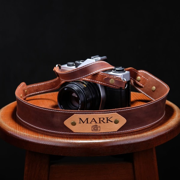 Cognac Leather Camera Strap, Custom Dslr Camera Strap, Nikon Canon Camera Strap, Photographer Gift, Neck Strap
