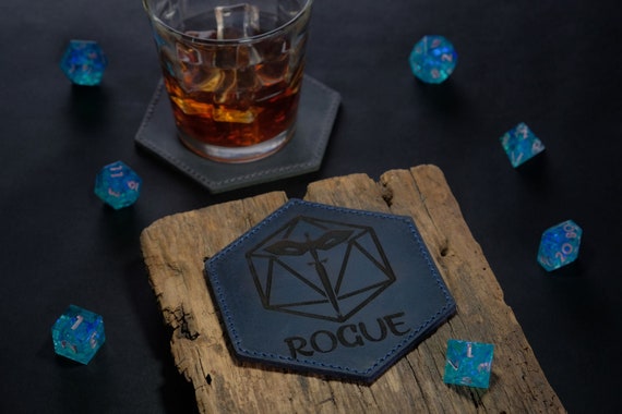 Coaster - D20 - SET OF 2 - Leather or Stitched Cork Coaster - D20 - SET OF 2 - Leather or Stitched Cork