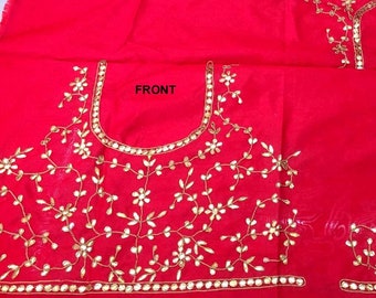 Gota Patti Saree-blouse: designer damesblouse, aangepaste stiksels