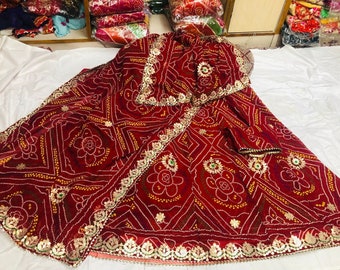 Lehenga choli style rajasthani bandhani bandhej lehenga choli gota work lehenga choli travail manuel Chaniya choli