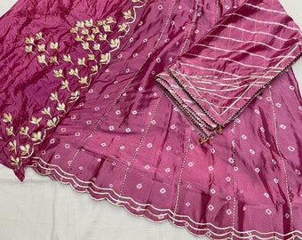 Lehenga choli traditionnel pour une occasion spéciale, festival de mariage indien, chaniya choli pour femmes et filles Gotta Patti Work Bandhej Bandhani