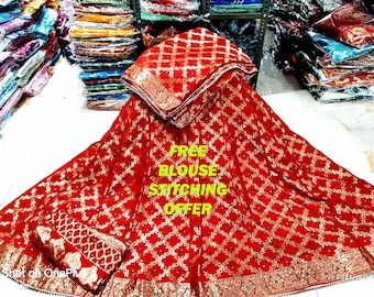Banarsi Bandhej Art Silk Lehenga Choli: Rajasthani Party Wear
