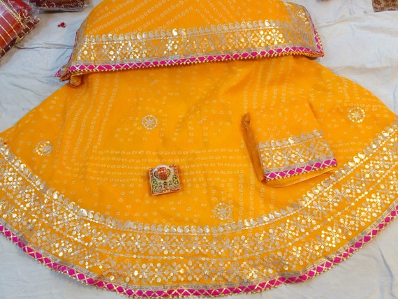 Buy Diwali Outfit - Yellow And Pink Multi Embroidery Festive Lehenga Kurti  At Hatkay