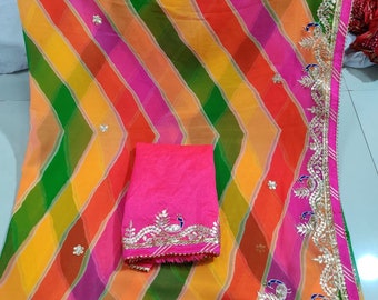 Sari Georgette Leheriya: Trabajo Gotta Patti, Diseño Pavo Real