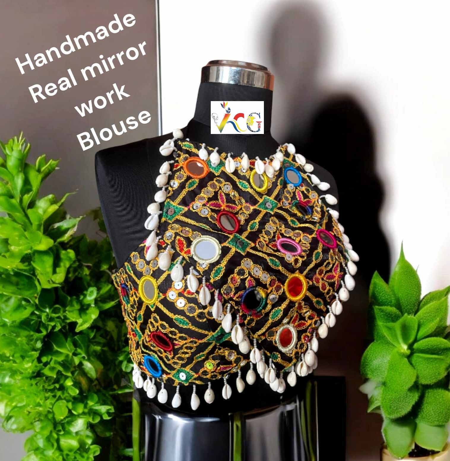 Mirror work choli blouse hot sale