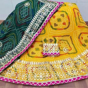 Rajasthani Lehenga Choli With Gotta Patti Lehenga Bandhani Chaniya Choli Womens Ethnic Dress Partywear Navratri Garba Dandiya Lehenga Choli