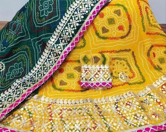 Rajasthani Bandhani Lehenga Choli: Gotta Patti Party Dress