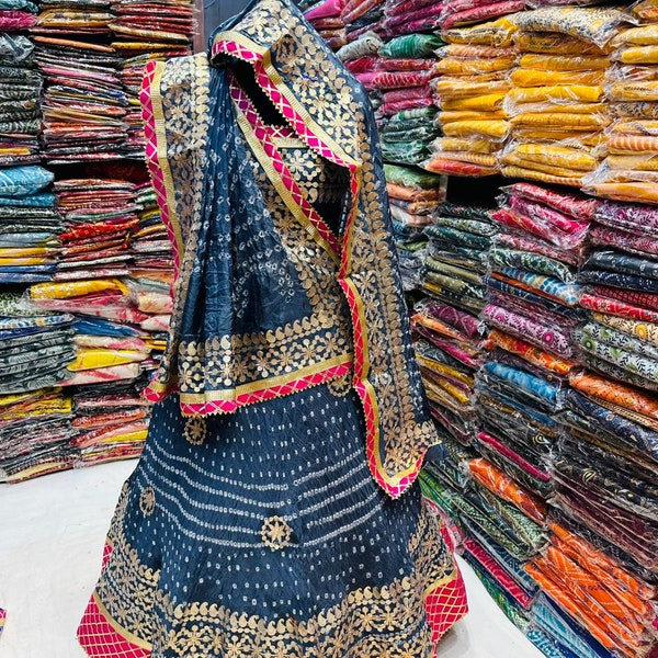 Rajasthani Jaipuri Lehenga Choli Bandhej Bandhani Gotta Patti Aari work Chaniya Choli