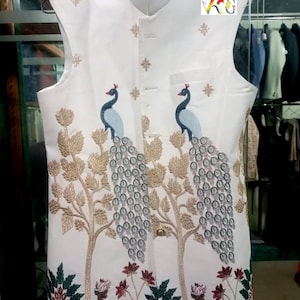 Nehru Jacket For Men Indian Ethnic Waistcoat Embroidery And Zari Work Waistcoat Party Wear Nehru Jacket For Men&#39;s Indian Men Waistcoat