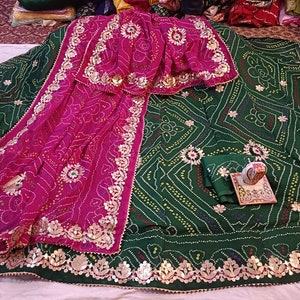 Bandhani Lehenga Choli For Dandiya Navratri Lehenga Choli For Women Indian Traditional Lehenga Choli For Women Printed Handwork Lehenga
