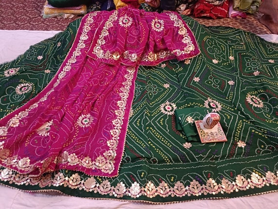 Traditional Lehenga Choli Navratri Garba Dandiya Diwali Festival Bandhani Bandhej Chahiya Choli With Gotta Patti Work Dupatta Etsy Australia